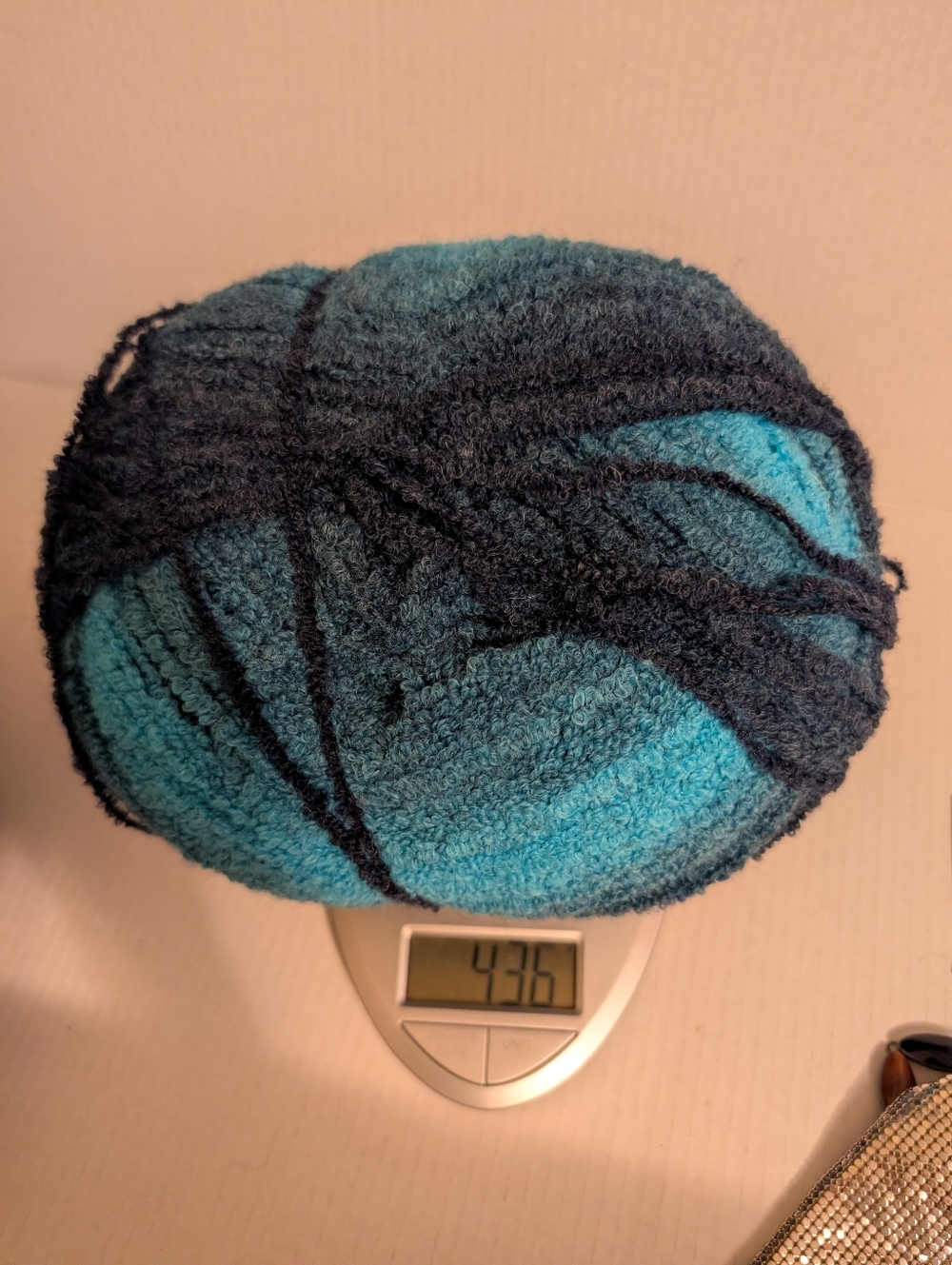Wool Blue Ombre Cozy Chenille Yarn Cake 440 Grams
